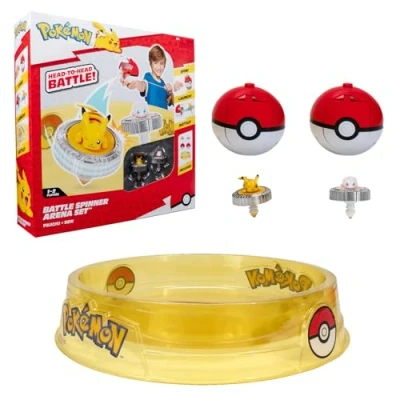 Afbeelding van Bandai Pokémon Arena Pack + 2 Spinners inbegrepen Pokéball Launchers Pikachu en Mew tollen tol vechtspel voor meerdere spelers Speelgoed kinderen vanaf 4