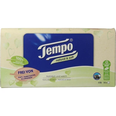 Afbeelding van Tempo Tissue Box Natural &amp; Soft 4 laags, 90 stuks