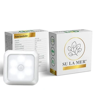 Afbeelding van LED Lamp met Bewegingssensor Koud Wit Licht Nachtlamp op Batterij Draadloos Sensor Kastverlichting Trapverlichting Nachtlampje Zilver/Grijs