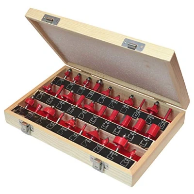 Afbeelding van Faithfull FAIRBS30 1/4 Inch TC Router Bit Set van 30 met Opbergkoffer Shank, Rood/Zilver