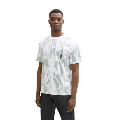 Afbeelding van TOM Tailor Denim Tshirt print, Heren, Maat: XL, White abstract flowery print