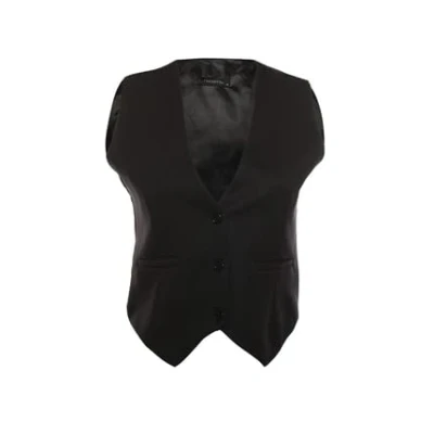 Afbeelding van Trendyol Zwart Getailleerd Crop Geweven Vest Twoaw24Ye00068