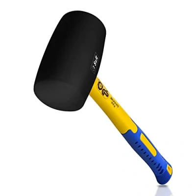 Afbeelding van S&amp;R Rubberen hamer Rubberhamer zwart 75 mm, 910 Gr, glasvezel handvat