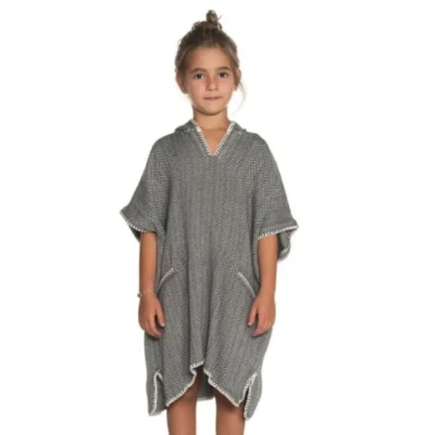 Afbeelding van Strandponcho ZigZag Black van Lalay maat 2 3 jaar t/m 10 11