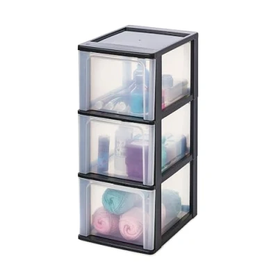 Afbeelding van Iris Ohyama, Opbergtoren, organizer, 3 laden, kantoor, woonkamer, 13L ,OCH 2300 B26 x D35.5 H60,5 cm Zwart