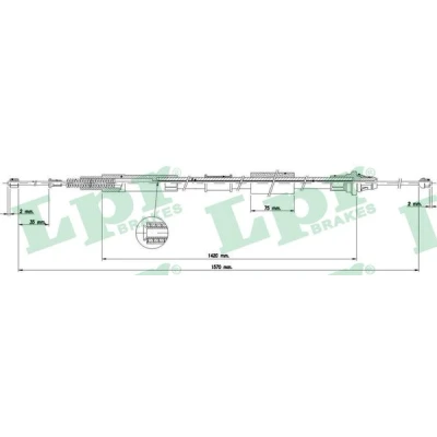 Afbeelding van LPR C1578B Handremkabel 1570, 1426mm Schijfremmen