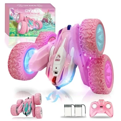 Afbeelding van OYAKG Afstandsbestuurde Auto voor Kinderen van 3 14 Jaar, 4WD Roze Eenhoorn RC met Batterij en 2.4Ghz 50m Afstandsbediening, Rotatie Flip Functies, Geschenk Meisjes Jongens