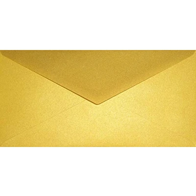 Afbeelding van Netuno 100 parelmoergouden lange enveloppen 110x220mm Aster metallic Cherish puntklep zonder venster effect voor uitnodigingen bruiloft kerst verjaardag