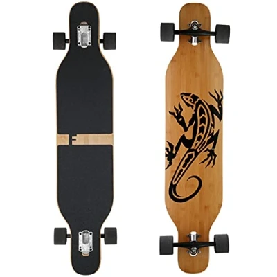 Afbeelding van FunTomia Longboard met 3 Flex treden Drop Through Cruiser Compleet board Mach1 Speed kogellagers T tool