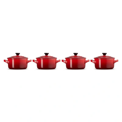 Afbeelding van Le Creuset Mini Braadpan Rood 10 cm set 4 stuks