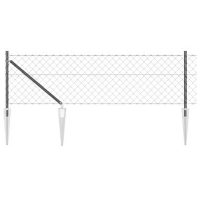 Afbeelding van vidaXL Kettinglink Schutting met 13 Spike Palen 0.8x25 m Gegalvaniseerd Staal