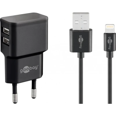 Afbeelding van USB A oplader + Lightning kabel 2400 mA Goobay