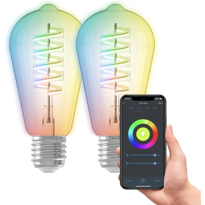 Afbeelding van Calex Slimme LED Lamp Set van 2 stuks E27 4.9W RGB en Warm Wit