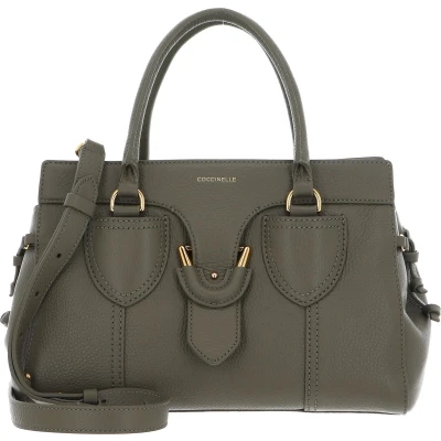 Afbeelding van COCCINELLE Leren Handtas Schoudertas York Handbag Grained Leather Laurel Green Olijfgroen
