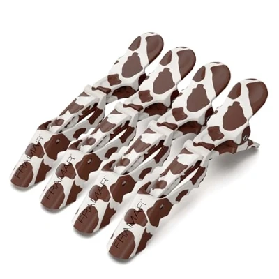 Afbeelding van FRAMAR Koe Print Alligator Clips Voor Haar Styling Clip Vrouwen, Haarclips Stuff, Leuke Styling, Sectioning 4 Pack