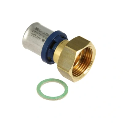 Afbeelding van BONFIX Alu pers messing 2 delige perskoppeling recht 20 x 3/4 met