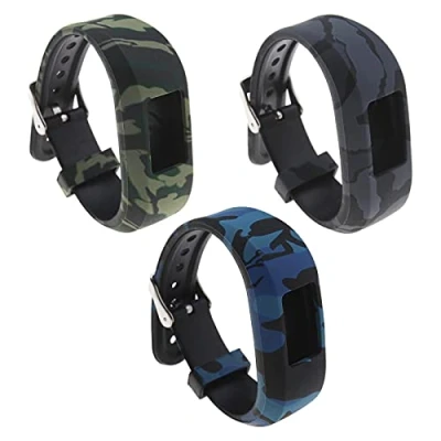 Afbeelding van 3 stks kleine formaat vervangende riem met veilige metalen gesp 145 mm siliconen blauw? grijs groen compatibel Garmin Vivofit jr/jr2 Activity Tracker