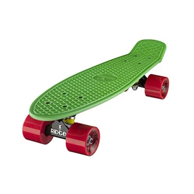 Afbeelding van Ridge Skateboard 55cm Mini Cruiser Retrostijl: Ltd Edition oksels, compleet U gemonteerd en groen zwart rood