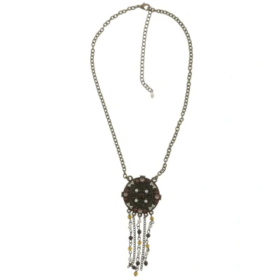 Afbeelding van Behave Ketting dames goud kleur bruin vintage hanger 40 cm