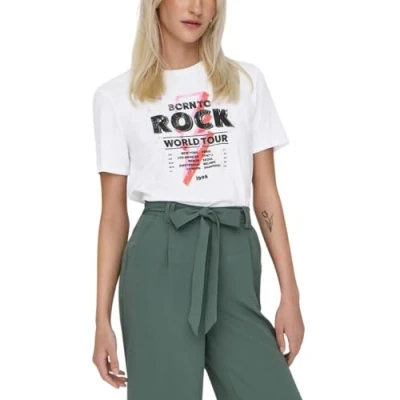 Afbeelding van ONLY T shirt ONLLUCIA met printopdruk wit/ zwart/ roze