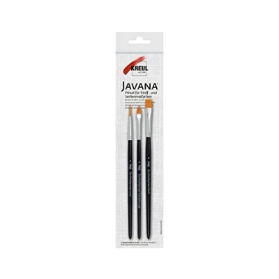 Afbeelding van KREUL 49042 Javana borstels voor fijne stoffen, 3 synthetische borstels, kattentong maat 6, ronde 4 en platte 8