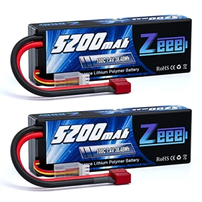 Afbeelding van Zeee 2S LiPo accu 7,4 V 100C 5200 mAh met Deans T Steck hardcase batterij voor RC auto, vliegtuig, helikopter, Hobby (2 verpakkingen)