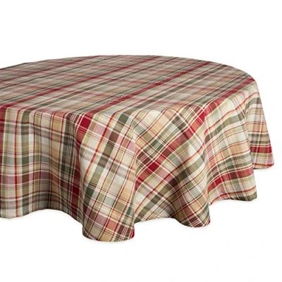 Afbeelding van DII Herfst &amp; Thanksgiving Tafelblad, Katoen, Geruit, 70&quot; Rond Tafelkleed