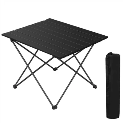 Afbeelding van WOLTU Opvouwbare campingtafel van aluminium, ultralicht, draagbaar, met draagtas, kleine bijzettafel voor kamperen, picknick, vissen in de open lucht, 56 x 46 40 cm, zwart