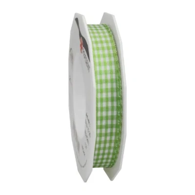 Afbeelding van Präsent 1 delig 15 mm 20 m Vichy Geruit Taffeta, Limoengroen/Wit