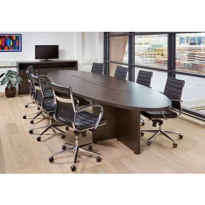 Afbeelding van Ovale vergadertafel Chief 420x138cm in Donker Eiken