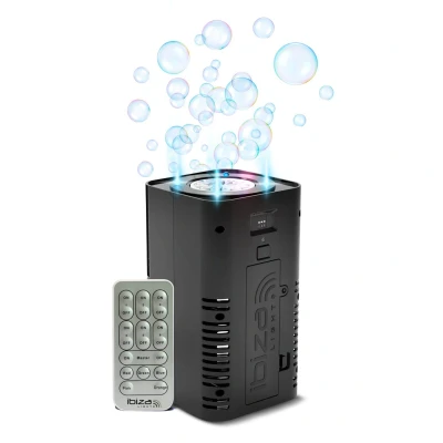 Afbeelding van Ibiza BUBBLE DREAM Draagbare bubbelmachine op batterijen met RGB gekleurde LED&#039;s Synchronisatie tussen meerdere machines Verlichte bubbel Afstandsbediening