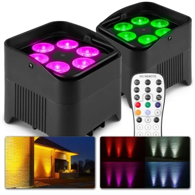 Afbeelding van BeamZ BBP96S Set van 2 accu uplights met 12W LED&#039;s en draadloze DMX