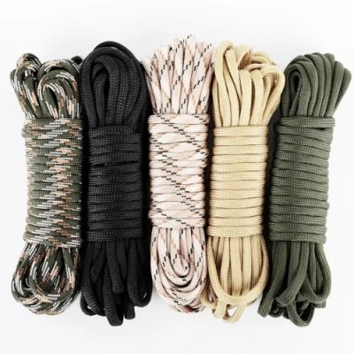 Afbeelding van Romon paracord 550 touw 30 meter, set 4 mm, banden, koord scheurvast, zonnezeil met 7 kernen, survival paracord, touwtje 5 kleuren / 6 meter
