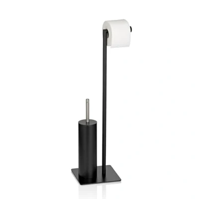 Afbeelding van Toiletrol en WC borstel Houder, 20 x cm, Zwart Kela Style