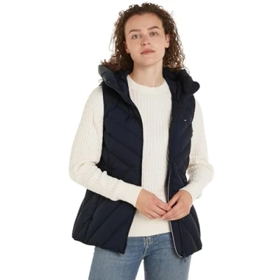 Afbeelding van Tommy Hilfiger Dames Chevron Mw Gewatteerd Vest, woestijn hemel, XXS