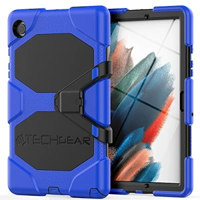 Afbeelding van TECHGEAR G Shock beschermhoes voor Samsung Galaxy Tab A8 2021 10,5 (SM X200 / SM X205), harde beschermhoes, hoge schokbescherming met afneembare standaard, kinderen, school, opener