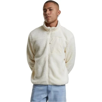Afbeelding van Urban Classics WITH Stand UP Collar Fleecejas, Heren, Maat: Medium, Whitesand