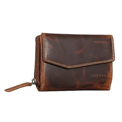 Afbeelding van STILORD &#039;Lark&#039; Portemonnee Dames Leer Wallet Card Holder Vintage Munt Portemonee voor Vrouwen Pasjeshouder Echt Leer, Kleur:salerno bruin