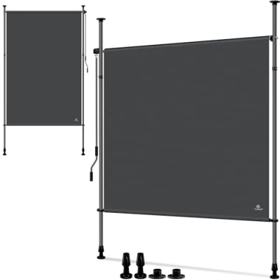 Afbeelding van KESSER® Klemluifel, verticale zonwering, 200 x 310 cm, uittrekbaar en ondoorzichtig, luifel met handslinger, zonder boren, balkon inkijkbescherming windscherm, voor tuin terras,
