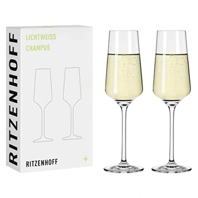 Afbeelding van Ritzenhoff 6111008 champagneglas 200 ml Serie Lichtwit 2 stuks, set 3 met echt goud, voor Made in Germany, transparant