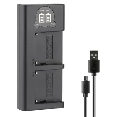Afbeelding van Blumax Mini Dual LCD oplader compatibel met Sony NP F750 F970 F550 F570 F980 F530 F960