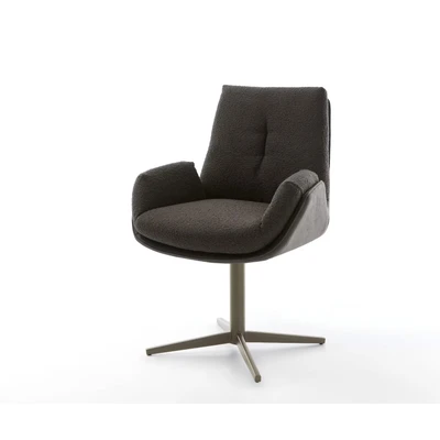 Afbeelding van DELIFE Draaistoel Clea Flex materiaalmix zwart kruispoot afwerking met titanium 360 draaibaar