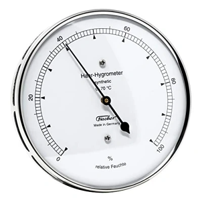 Afbeelding van Fischer 122.01 synthetische haar hygrometer 103 mm luchtvochtigheidsmeter van roestvrij staal Made in Germany zilver