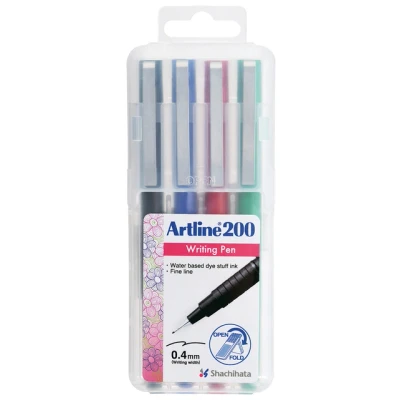 Afbeelding van Artline 200 fineliner, etui van 4 stuks, assorti fineliner