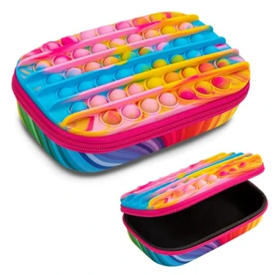 Afbeelding van ZIPIT POP Pennenbakje voor meisjes Fidget speeltje Siliconen sensorische push it hoes Etui met grote capaciteit (regenboog)
