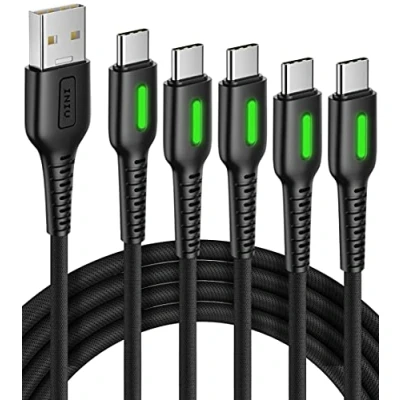 Afbeelding van 【5 pack】INIU USB C oplaadkabel, 3.1A QC3.0 snel opladen kabel [3+1.8+1.8+1+1m] nylon gevlochten type compatibel met Samsung Galaxy S21 S20 S9 Note 20 Huawei Xiaomi Google OnePlus, enz