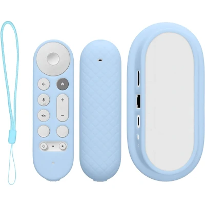 Afbeelding van kwmobile hoes voor afstandsbediening en streamingapparaat Beschermcase geschikt Google TV Streamer 4K Van silicone in lichtblauw