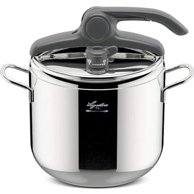 Afbeelding van Lagostina Irradial Control Lagoeasy&#039;UP snelkookpan 7 l van roestvrij staal 18/10 Ø 22 cm, inductie en gas, deksel met eenvoudige opening, bodem Plus 3 laags