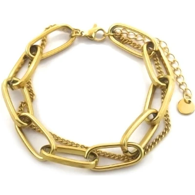 Afbeelding van Armband Dames Schakels RVS Lengte 17 21 cm Goudkleurig