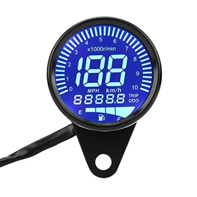 Afbeelding van Keenso 12V DC motorfiets snelheidsmeter weergave universele digitale waterdichte LED achtergrondverlichting toerentalmeter olieniveaumeter voltmeter zwart Groupe D&#039;Instruments De Moto